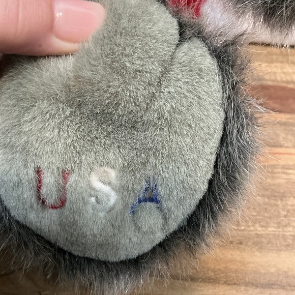 Dillard's USA Plush Stuffed Gray Bear Patriotic Flag Red Sweater Hoodie 16" - Picture 3 of 4
